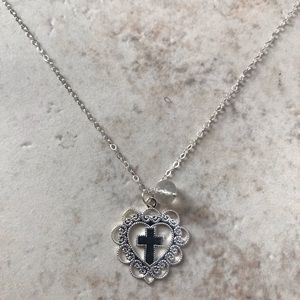Sweet Heart Cross with quartz necklace